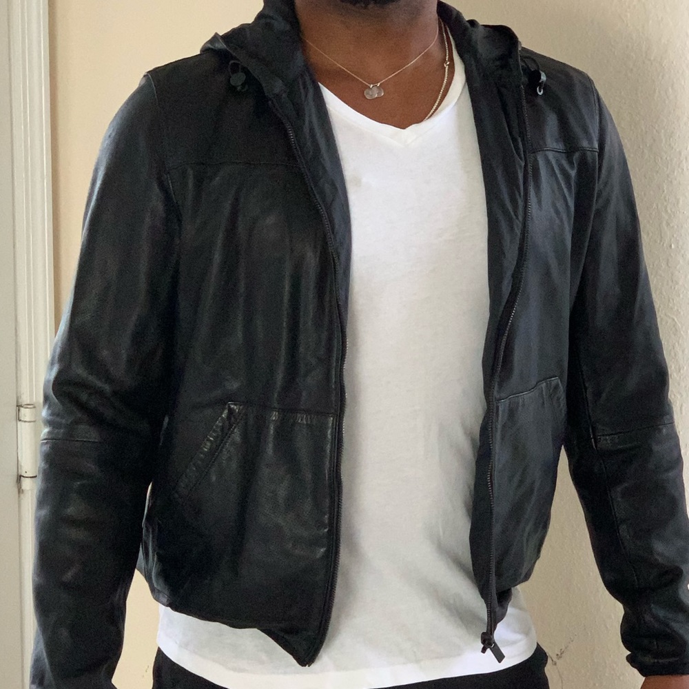 Massimo Dutti Leather and technical rev jacket